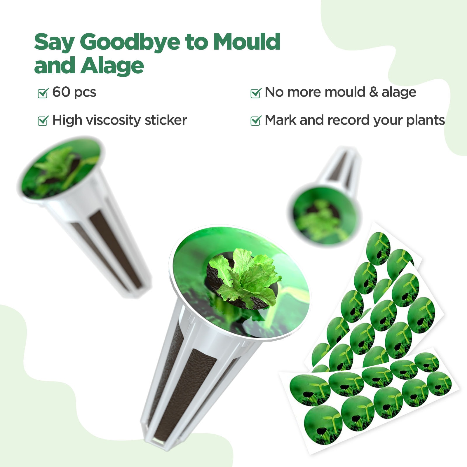 Stickers de alta adherencia — 60 pcs, evitan moho y algas